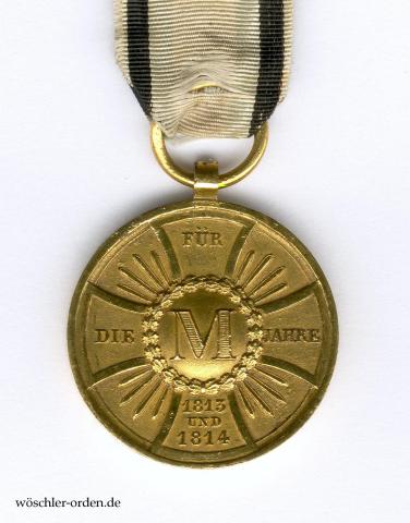 Bayern, Medaille des Militärdenkzeichens für 1813, 1814, 1815 für die Militärbeamten (1848)