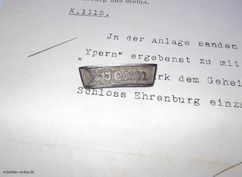 Sachsen-Coburg und -Gotha, Herzog-Carl-Eduard-Medaille II. Klasse, Schlachtenspange YPERN, mit Dokumenten